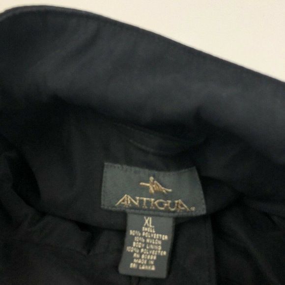 ANTIGUA Full Zip Press Buttons Mens GOLF JACKET Pockets Lined BLACK XL NWOT - Picture 10 of 11